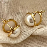 925 Silver Pearl Hoop Earrings for Women Classic Fine Jewelry