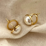 925 Silver Pearl Hoop Earrings for Women Classic Fine Jewelry