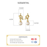 925 Silver Knot Pearl Stud Earrings Classic Minimalist Jewelry