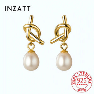 925 Silver Knot Pearl Stud Earrings Classic Minimalist Jewelry