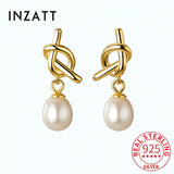 925 Silver Knot Pearl Stud Earrings Classic Minimalist Jewelry