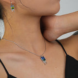 Real 925 Silver Rectangle Tourmaline Choker Necklace for Women Punk Jewelry