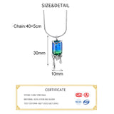 Real 925 Silver Rectangle Tourmaline Choker Necklace for Women Punk Jewelry