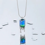 Real 925 Silver Rectangle Tourmaline Choker Necklace for Women Punk Jewelry
