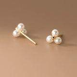 925 Silver Pearl Triangle Stud Earrings, Women's Fine Jewelry