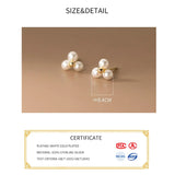 925 Silver Pearl Triangle Stud Earrings, Women's Fine Jewelry