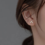925 Silver Pearl Triangle Stud Earrings, Women's Fine Jewelry
