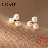925 Silver Pearl Triangle Stud Earrings, Women's Fine Jewelry