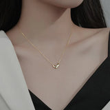 Real 925 Sterling Silver 18K Heart Choker Necklace For Women
