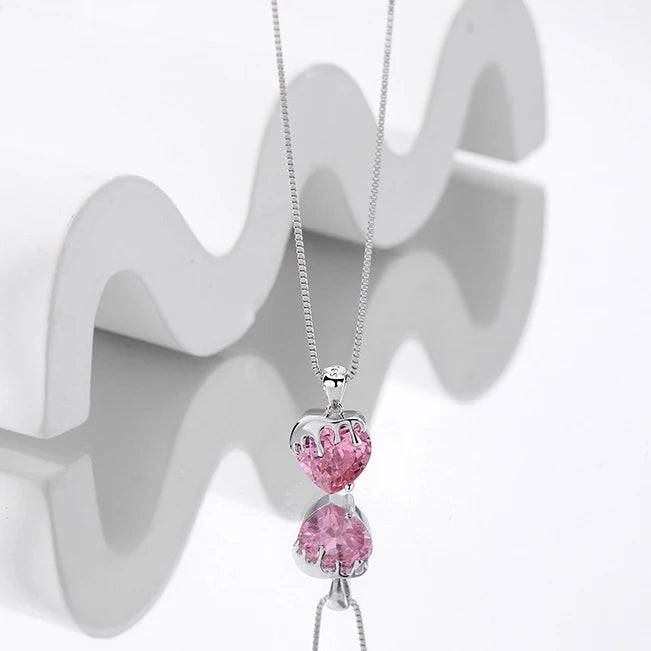 Real 925 Sterling Silver Zircon Heart Choker Necklace For Women