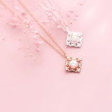 925 Sterling Silver Opal Geometric Choker Necklace