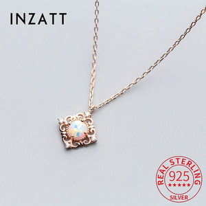 925 Sterling Silver Opal Geometric Choker Necklace