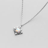 925 Sterling Silver Opal Geometric Choker Necklace
