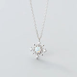 925 Silver Opal Geometric Choker Necklace Classic Jewelry