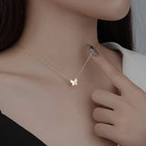 925 Silver Shell Butterfly Choker Necklace for Women Classic Jewelry