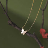 925 Silver Shell Butterfly Choker Necklace for Women Classic Jewelry