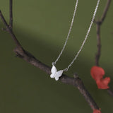 925 Silver Shell Butterfly Choker Necklace for Women Classic Jewelry