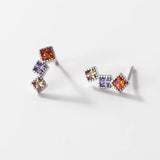 925 Sterling Silver Zircon Stud Earrings Minimalist Geometric Accessories