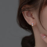 925 Sterling Silver Zircon Stud Earrings Minimalist Geometric Accessories