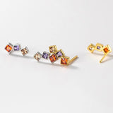 925 Sterling Silver Zircon Stud Earrings Minimalist Geometric Accessories