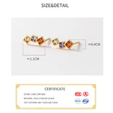 925 Sterling Silver Zircon Stud Earrings Minimalist Geometric Accessories