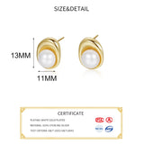 925 Silver Pearl Stud Earrings 18K Classic Fine Jewelry