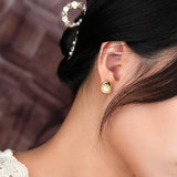 925 Silver Pearl Stud Earrings 18K Classic Fine Jewelry