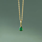 925 Silver 18K Water Drop Green Zircon Pendant Choker Necklace