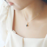 925 Silver Sugar Cube Pendant Choker Necklace for Women