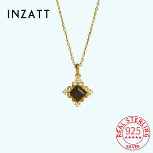 925 Silver Sugar Cube Pendant Choker Necklace for Women