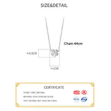 925 Silver Clover Plant Pendant Choker Necklace Zircon Women Jewelry