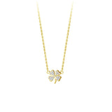 925 Silver Clover Plant Pendant Choker Necklace Zircon Women Jewelry