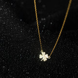 925 Silver Clover Plant Pendant Choker Necklace Zircon Women Jewelry