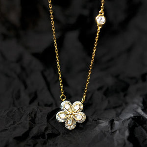 925 Silver Zircon Flower Pendant Choker Necklace Women's Fine Jewelry