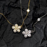 925 Silver Zircon Flower Pendant Choker Necklace Women's Fine Jewelry