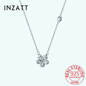 925 Silver Zircon Flower Pendant Choker Necklace Women's Fine Jewelry
