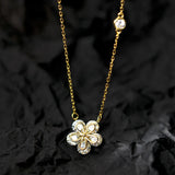 925 Silver Zircon Flower Pendant Choker Necklace Women's Fine Jewelry