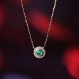 Emerald Green Zircon Daisy Necklace S925 Sterling Silver Summer Clavicle Chain