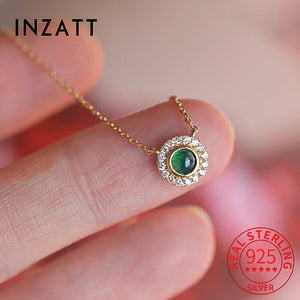 Emerald Green Zircon Daisy Necklace S925 Sterling Silver Summer Clavicle Chain