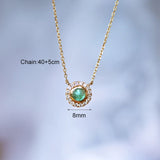 Emerald Green Zircon Daisy Necklace S925 Sterling Silver Summer Clavicle Chain