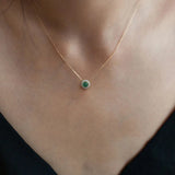 Emerald Green Zircon Daisy Necklace S925 Sterling Silver Summer Clavicle Chain