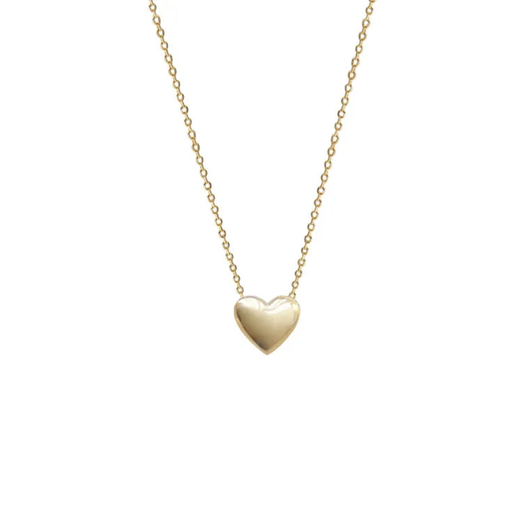 925 Sterling Silver Plated 14K Heart Pendant Choker Necklace