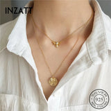 Bee Geometric Pendant Necklace 925 Sterling Silver Jewelry For Women
