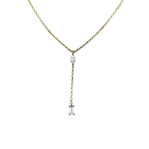925 Silver 14K Plated Tassel Zircon Necklace