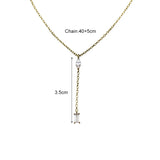 925 Silver 14K Plated Tassel Zircon Necklace