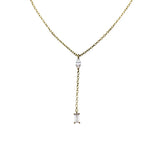 925 Silver 14K Plated Tassel Zircon Necklace