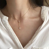 925 Silver 14K Plated Tassel Zircon Necklace