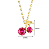 925 Silver Cherry Pendant Cute Girly Style Collarbone Chain