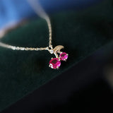 925 Silver Cherry Pendant Cute Girly Style Collarbone Chain