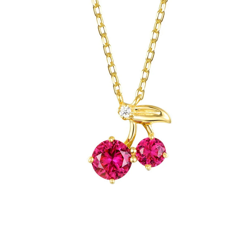 925 Silver Cherry Pendant Cute Girly Style Collarbone Chain